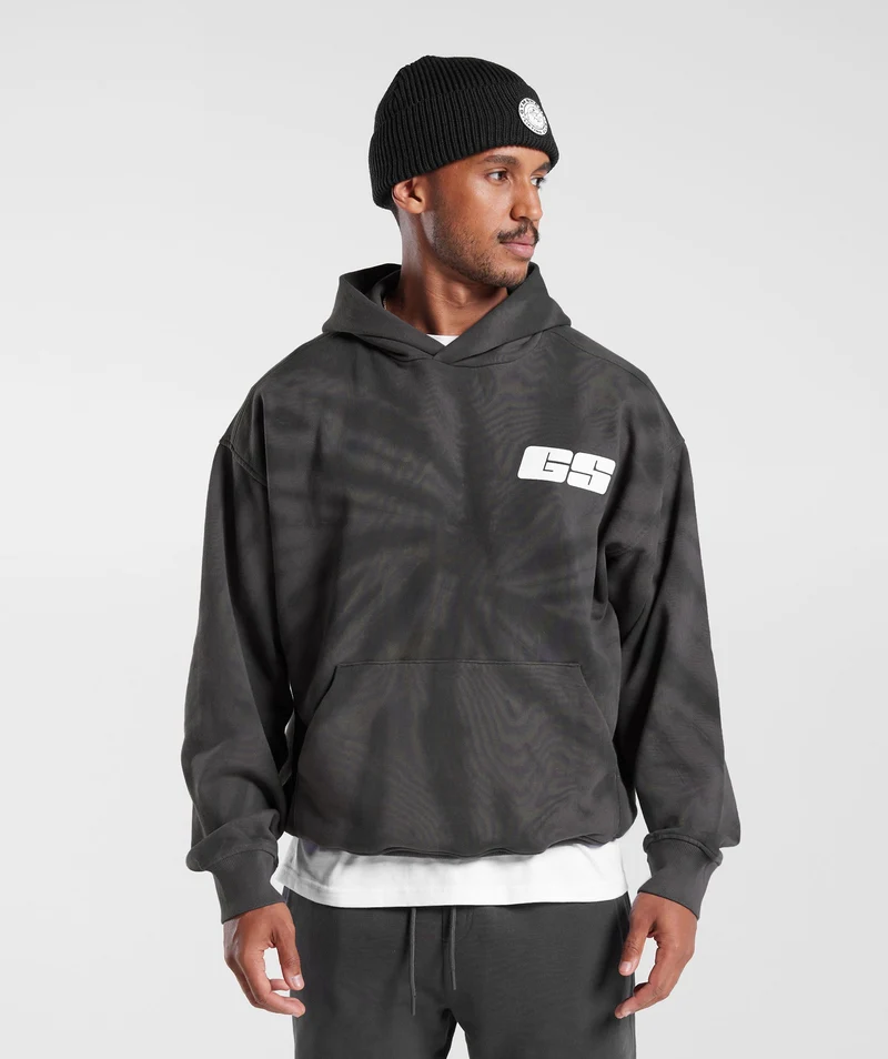 Gymshark Rest Day Hoodie - Silhouette Grey/Black/Spiral Optic Wash