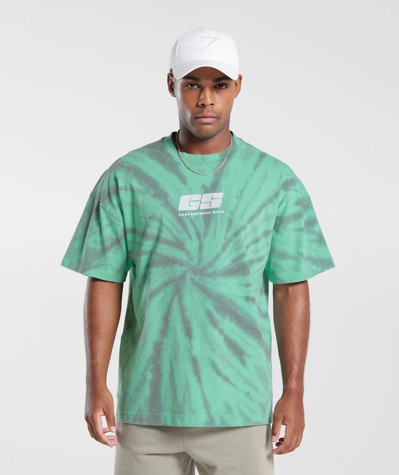 Gymshark Rest Day T-Shirt - Oxidized Green/Silhouette Grey/Spiral Optic Wash