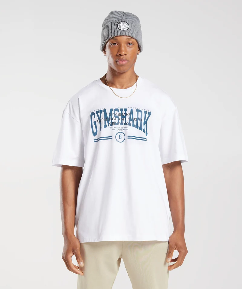 Gymshark Collegiate Oversized T-Shirt - White