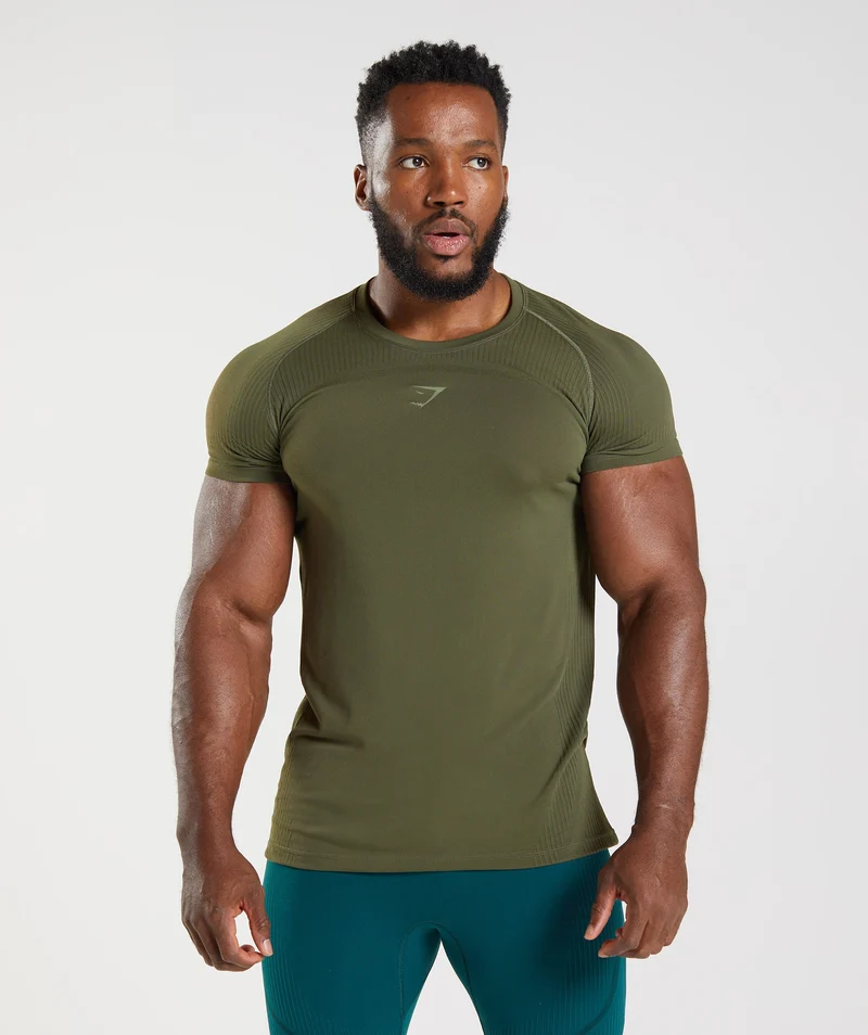 Gymshark 315 Seamless T-Shirt - Core Olive/Marsh Green