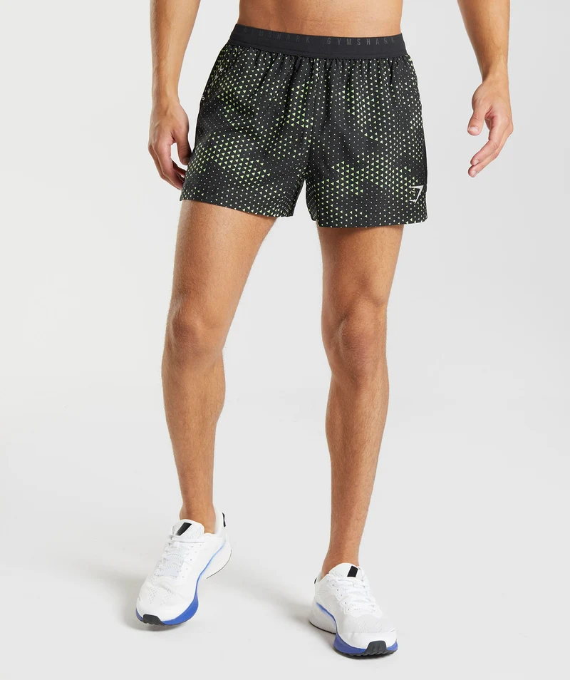 Gymshark Sport Run 3" Short - Fluo Lime Print