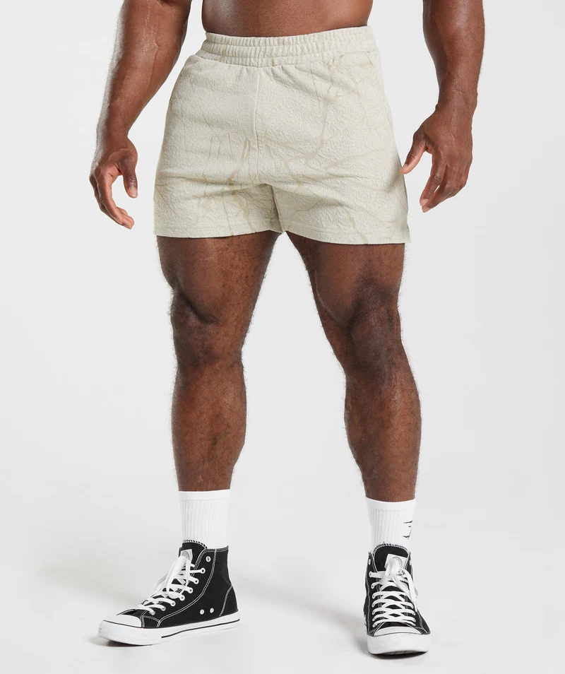 Gymshark Power 5" Short - Pebble Grey Print