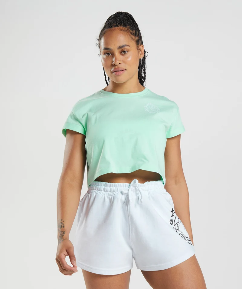 Gymshark Legacy Crop Top - Turbo Blue