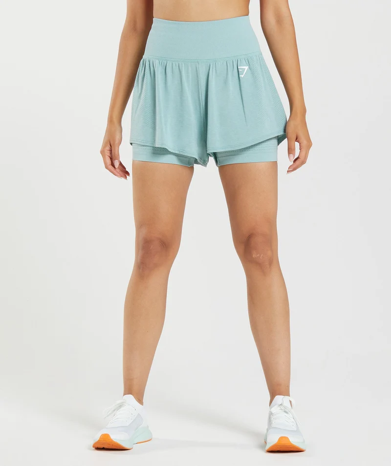 Gymshark Vital 2-in-1 Shorts - Pearl Blue Marl