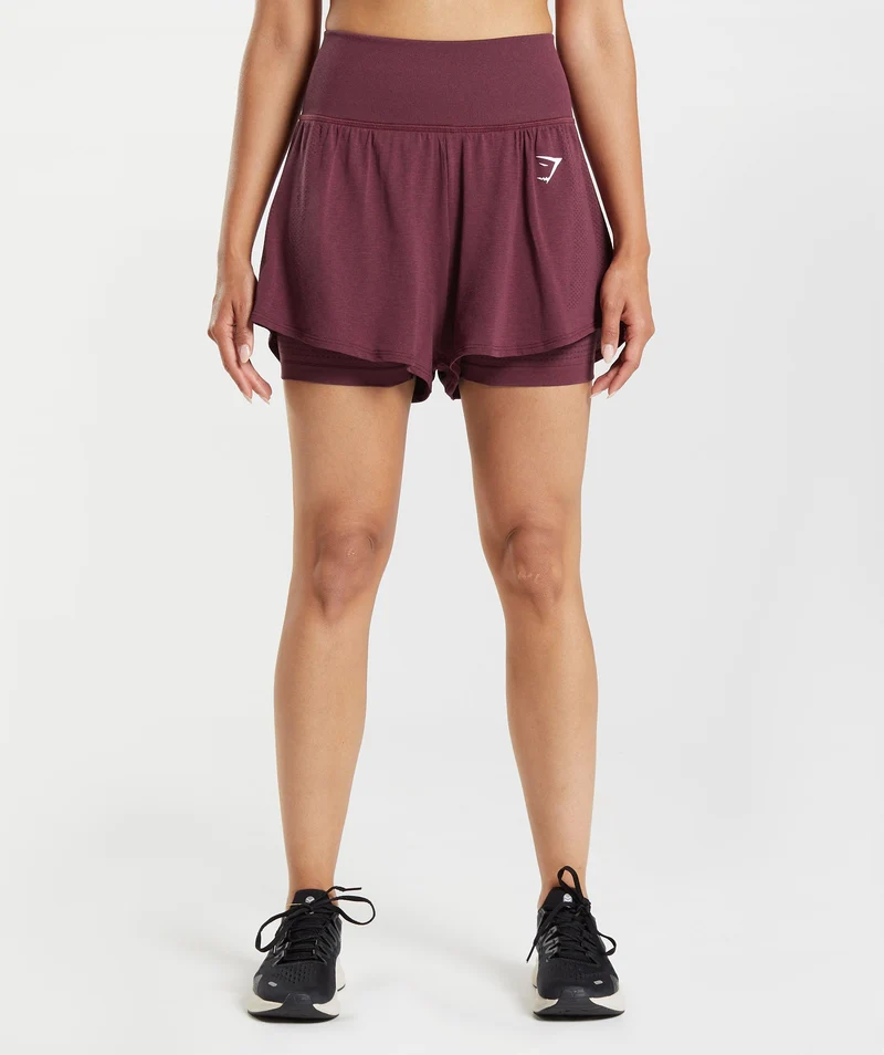 Gymshark Vital 2-in-1 Shorts - Baked Maroon Marl