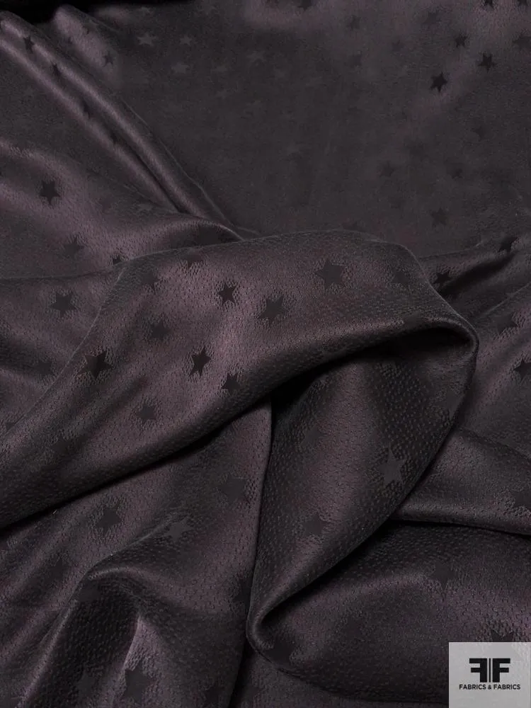 Stars in the Night 22 Momme Silk Jacquard - Washed Charcoal Grey