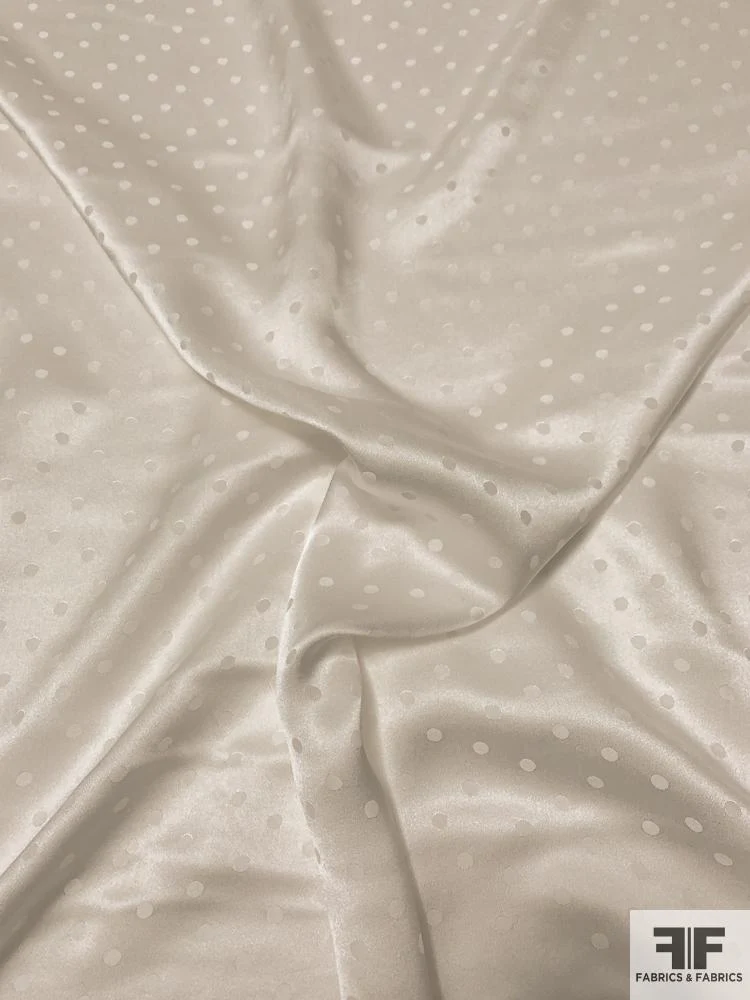 Classic Polka Dot Silk Jacquard - Silk White