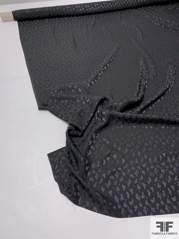 Cluster Spotted Pattern Silk Jacquard - Black