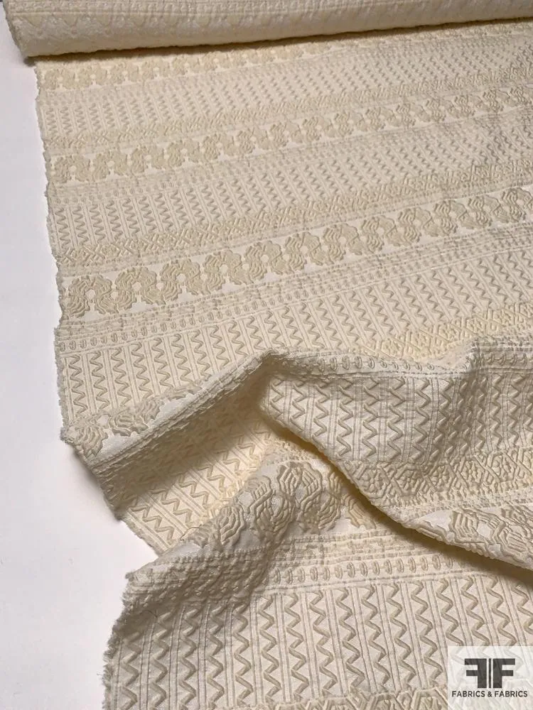 Italian Ethnic Patterned Matelassé Novelty - Cream / Bone