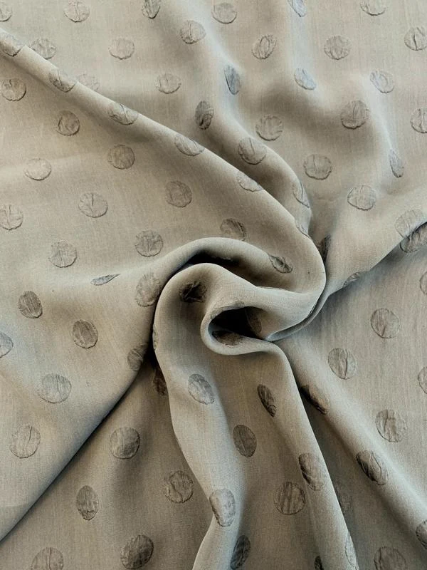 Cloqué Polka Dot Vintage Silk Jacquard - Dark Olive Green