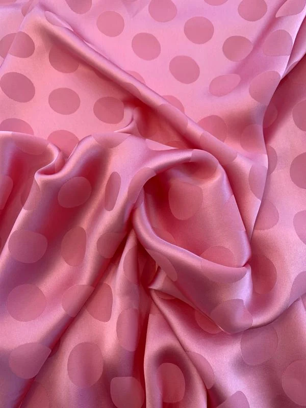 Polka Dot Silk Jacquard - Bubblegum PInk