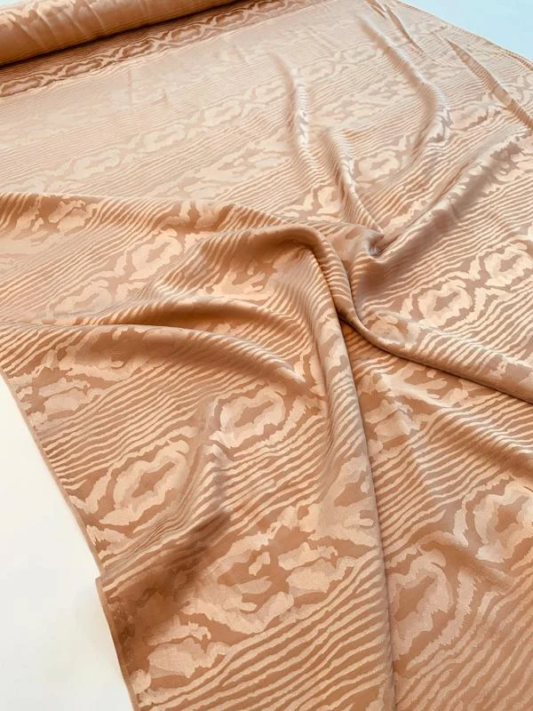 Wood Grain Stretch Silk Jacquard - Caramel Tan