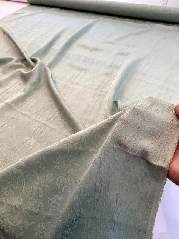 Floral Textured Silk Jacquard - Sage Green
