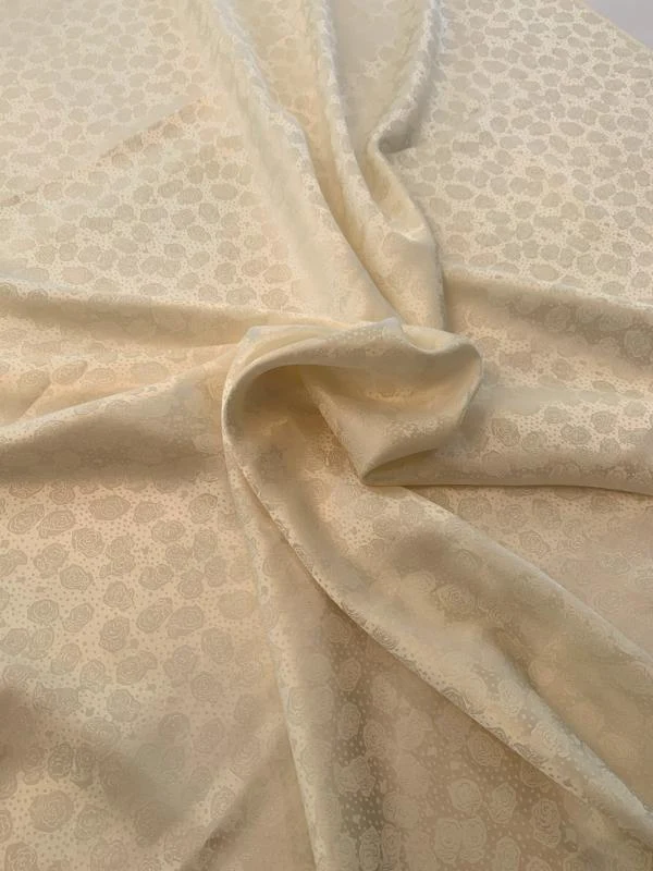 Dainty Floral Silk Jacquard - Light Cream