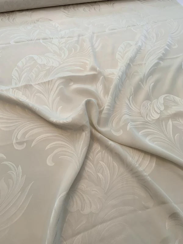 Majestic Leaf Silk Jacquard - Light Ivory