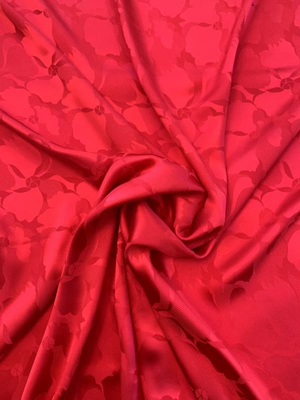 Floral Silk Jacquard - Lipstick Red