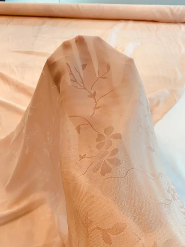 Delicate Floral Georgette-Chiffon Silk Jacquard - Blush