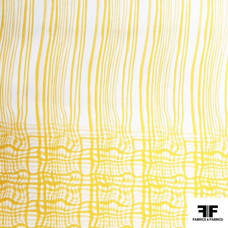 Coach Wavy Gingham Plaid Printed Silk Twill - Yellow