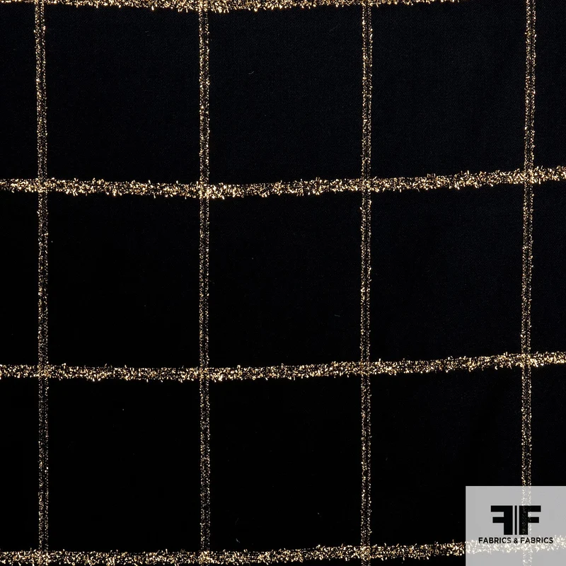 Italian Wool Blend Novelty - Black/Gold