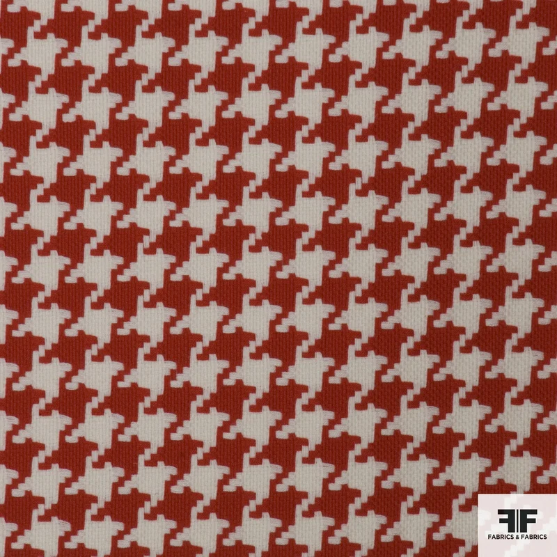 Houndstooth Wool Suiting - Red/Ivory