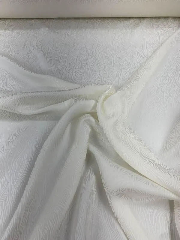 Marbly Wavy Pattern Silk Jacquard - Off-White