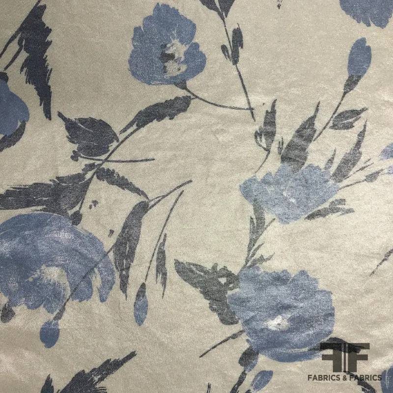 Ralph Lauren Floral Silk Shirting - Blue/Metallic