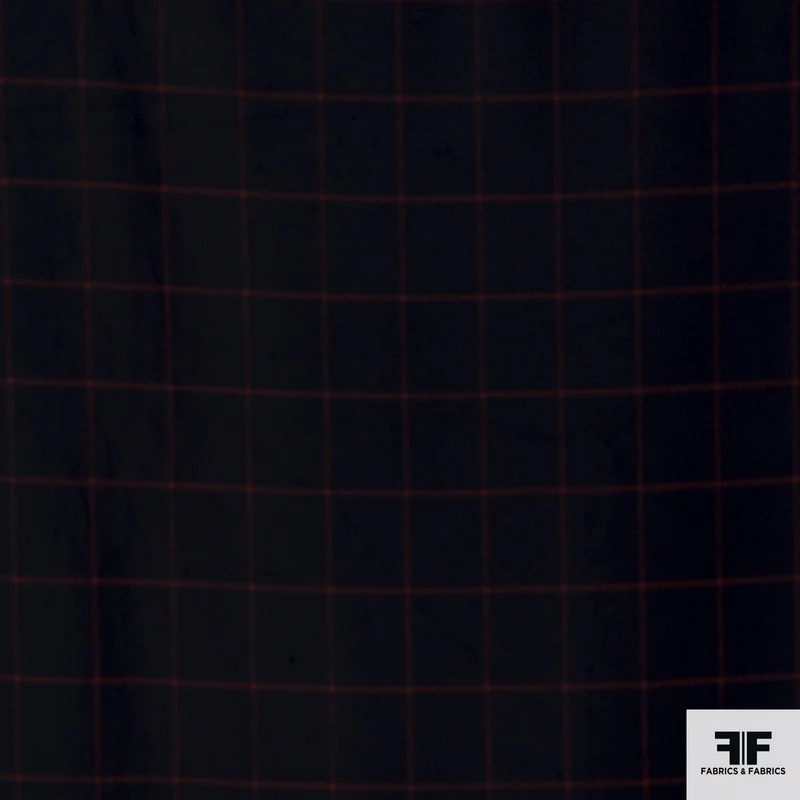 Check Wool Coating - Navy/Red