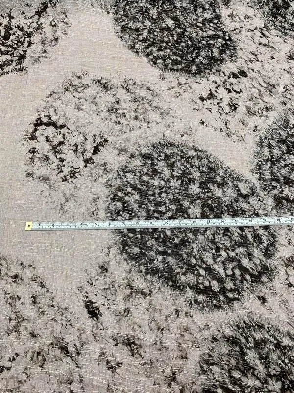 Christian Siriano Italian Double-Layered Abstract Circles Printed Organza with Metallic Novelty - Grey / Black / Metallic