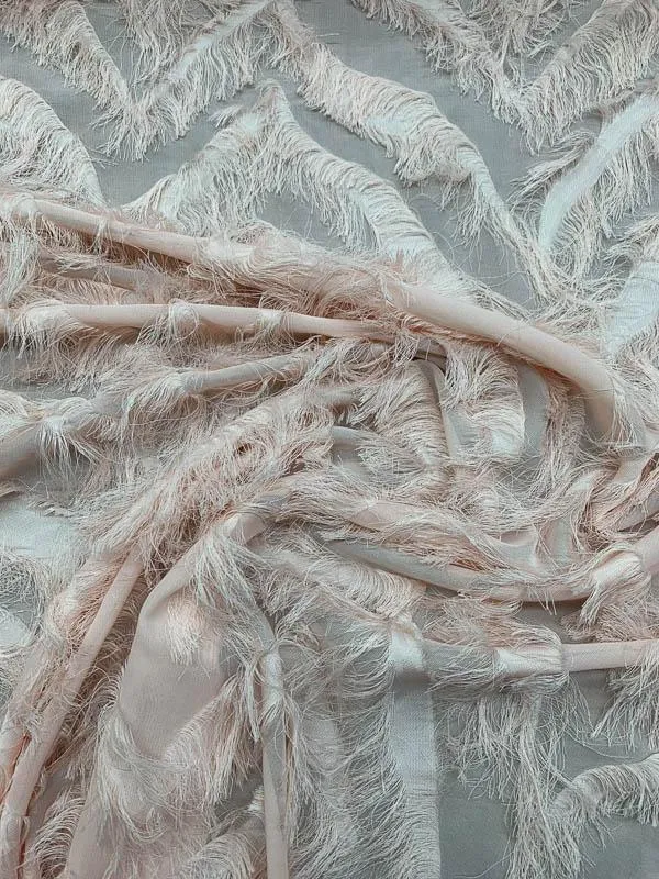 J Mendel Italian Chevron Fringe Novelty - Blush