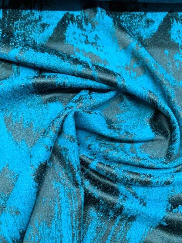 Italian Abstract Yarn-Dyed Wool Suiting - Teal / Black