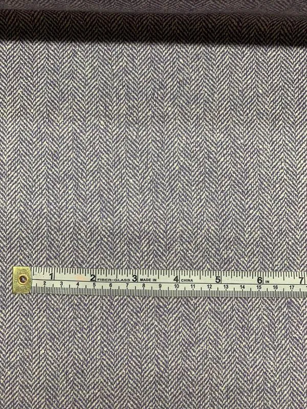 Italian Herringbone Wool Tweed - Purple / White