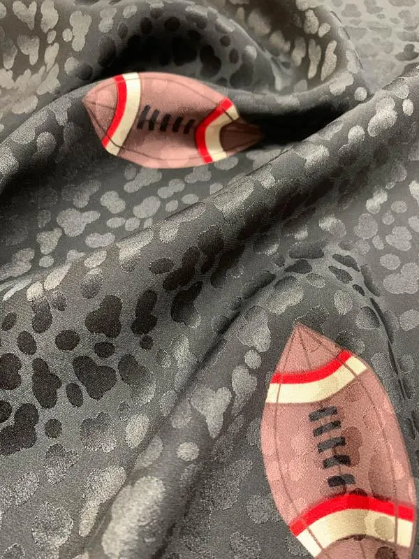 Football Printed Silk Jacquard - Black / Brown