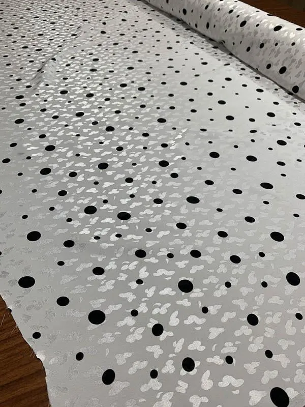 Polka Dot Printed Silk Jacquard - White / Black