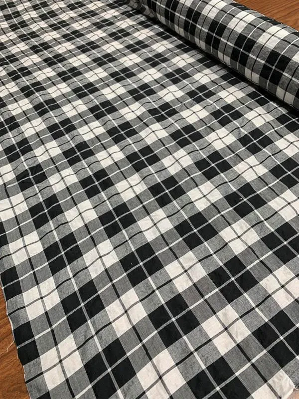 Plaid Cotton Shirting - Black / White