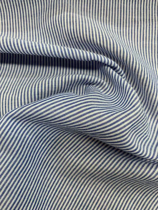 Striped Cotton Shirting - Blue / White