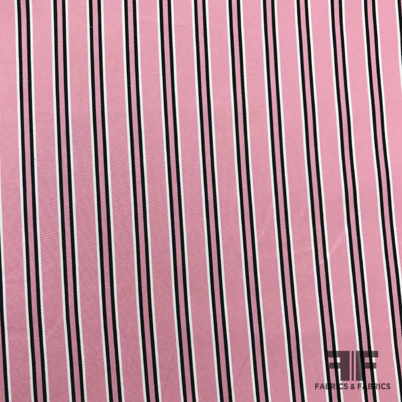 Striped Cotton Shirting - Pink/Black/White