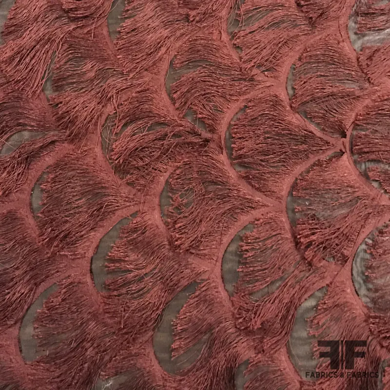Christian Siriano Scalloped Fringe Novelty - Maroon