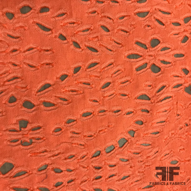 Italian Novelty Floral Shadow Weave - Tangerine