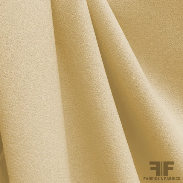 Italian Double Faced Wool Crepe - Yellow-Beige