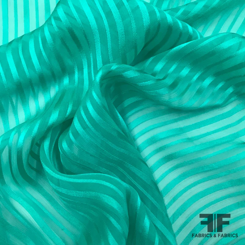 Burnout Silk Striped Jacquard - Teal