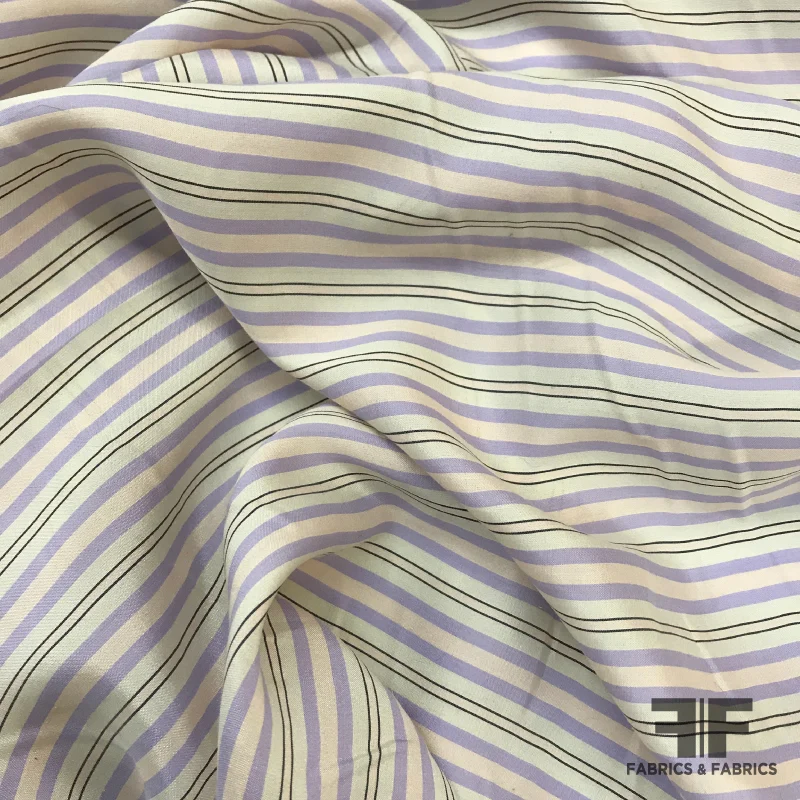 The Row Striped Crepe de Chine - Purple / Pale Pink / Taupe