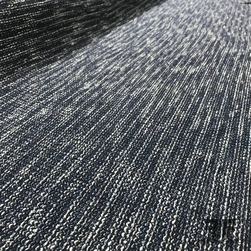 Textured Two-Toned Cotton Poly Knit - Navy / White
