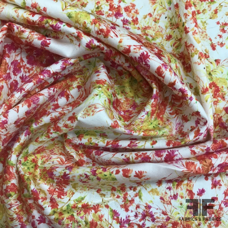 Warm Color Floral Printed Cotton - Red/Orange