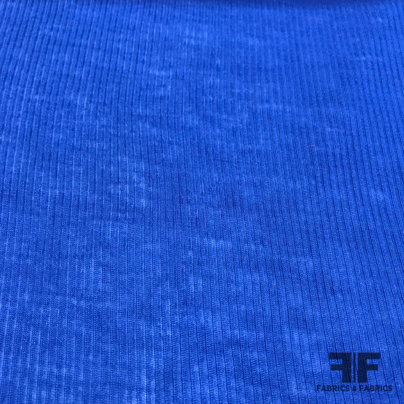 Lightweight Cotton Ribbed Knit - Royal Blue