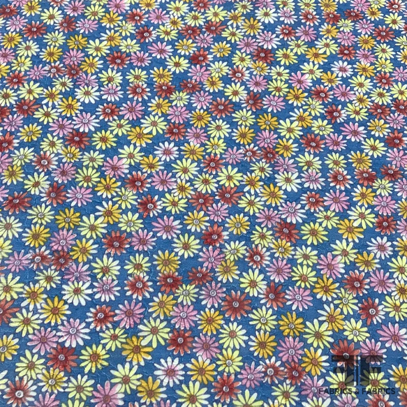 Embroidered Floral Printed Cotton Voile - Multicolor