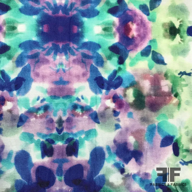 Psychedelic Printed Stretch Cotton Twill - Multicolor