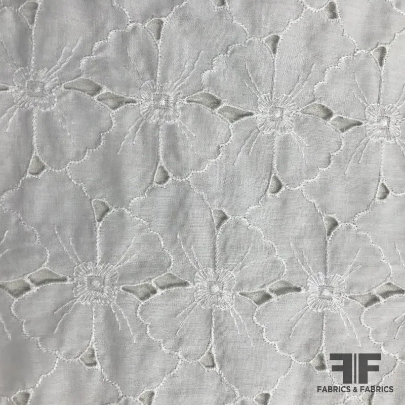 Floral Eyelet Cotton - White