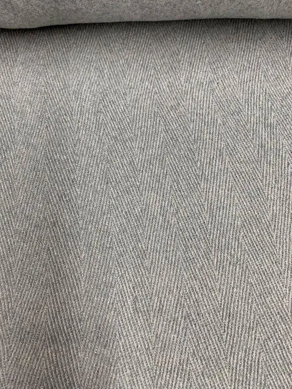 Italian Chevron Herringbone with Lurex Wool Coating - Grey / Metallic