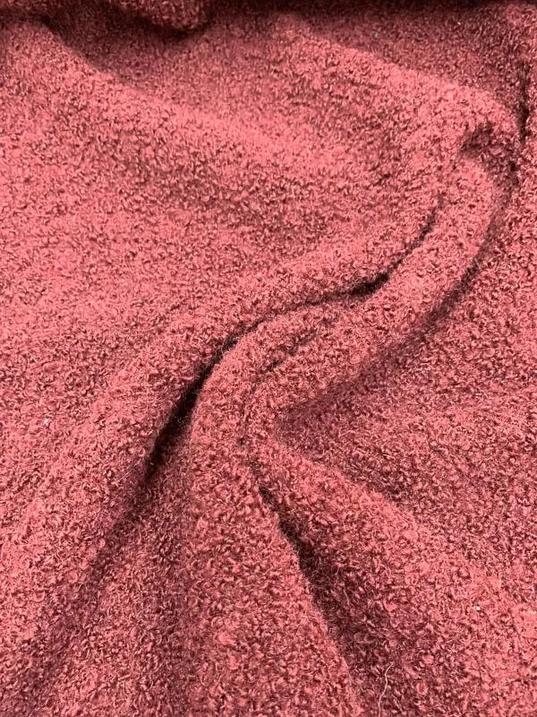 Italian Boucle Wool Coating - Burgundy