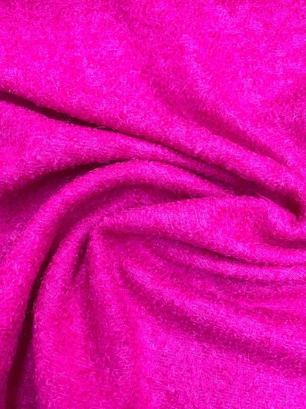 Italian Mohair Boucle Wool Coating - Magenta